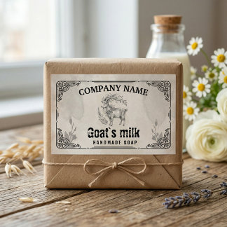 Vintage Goat’s Milk Soap Label- Watercolor Rustic  Rechteckiger Aufkleber