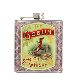 Vintage-Goblin-Kristall-Whiskyflaschen-Etikett-Fla Flachmann