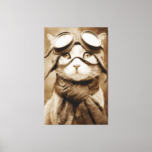 Vintage Goggle Cat Schal Retro Druck Leinwanddruck