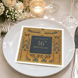 Vintage Gold Ägypten Geburtstag Elegantes Blau Serviette