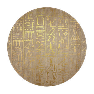 Vintage-Gold-Ägyptische-Hieroglyphen-Papierdruck Schneidebrett