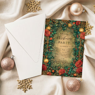 Vintage Gold Amaryllis Weihnachten Einladung