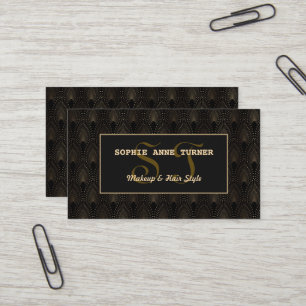 Vintage Gold Art Deco Monogramm Make-up-Artist Visitenkarte