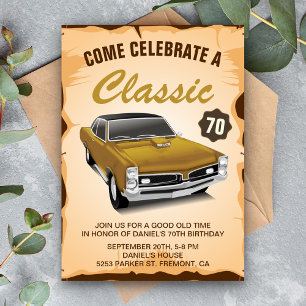 Vintage Gold Auto Klassische Geburtstagseinladung Einladung