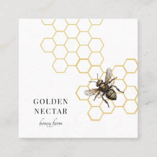Vintage-Gold-Biene-Logo-Honigbiene-Imker-Geschäft Quadratische Visitenkarte