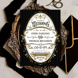 Vintage Gold Black and White Ornate Retro Wedding Einladung