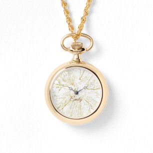 Vintage Gold Blumen Linienkunst Personalized Armbanduhr