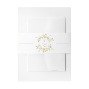 Vintage Gold Botanische Elegante Hochzeit Einladungsbanderole