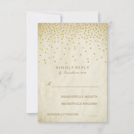 Vintage Gold Confetti Elegante Wedding RSVP Cards Karte