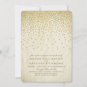 Vintage Gold Confetti-Engagement-Partei Einladung