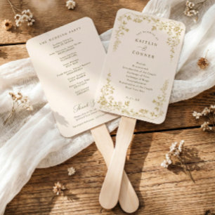 Vintage Gold Cream Französisches Blumen-Hochzeitsp Fächer