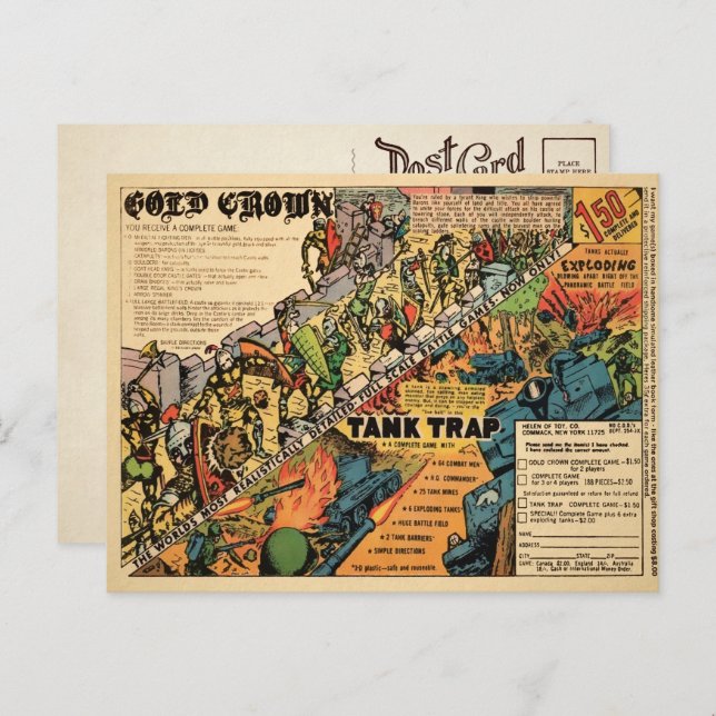 Vintage Gold Crown Toy Ad Postcard Postkarte (Vorne/Hinten)