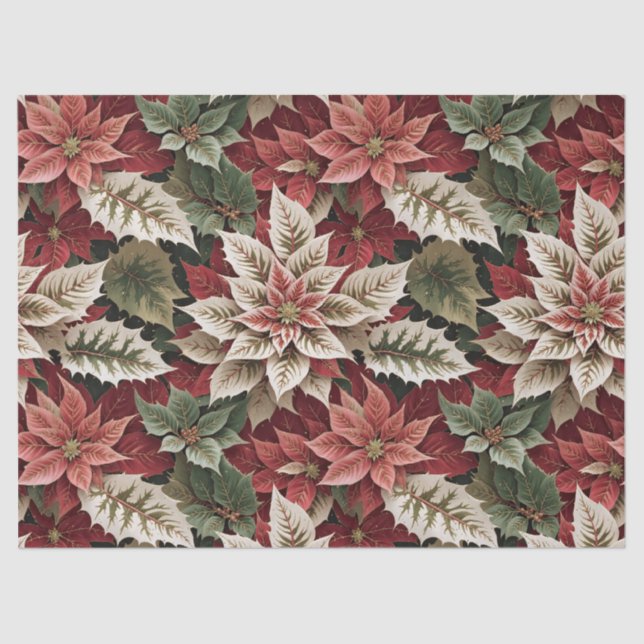 Vintage Gold-Dusted Christmas Floral Seidenpapier (Vorderseite)