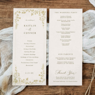 Vintage Gold & Elfenbein-Creme-Blumen-Hochzeit im Programm