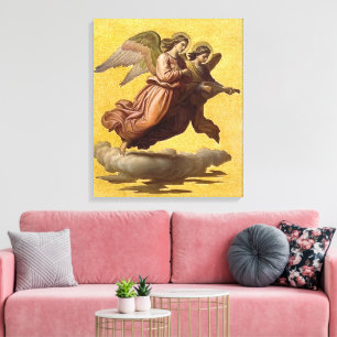 Vintage Gold Engel Religiöser Katholischer Kunstdr Leinwanddruck