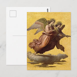 Vintage Gold Engel Religiöser Katholischer Kunstdr Postkarte