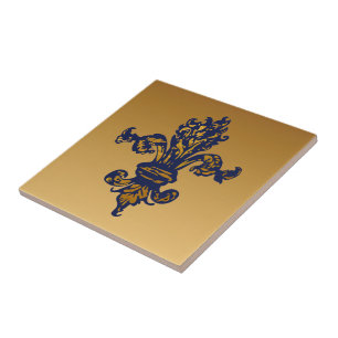 Vintage Gold Fleur de lis Fliese