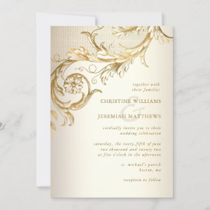 Vintage Gold Floral Damask auf einer UAWG Einladung