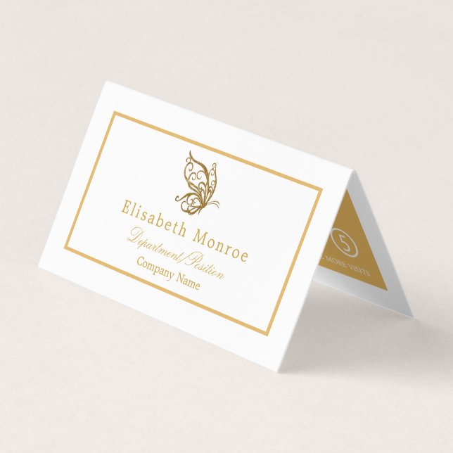 Vintage Gold Glitzer Butterfly Doppeltreue Visitenkarten (Vorderseite)