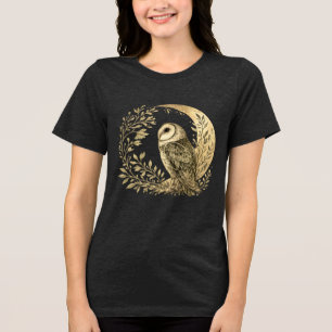 Vintage Gold Halbmond Scheuneule Mystik Design Tri-Blend Shirt