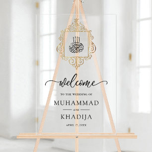 Vintage Gold Islamische Muslimische Hochzeitsbegrü Acrylschild