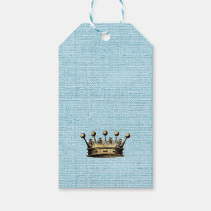 Vintage Gold Kronen Royal Muster Wintergrün Geschenkanhänger