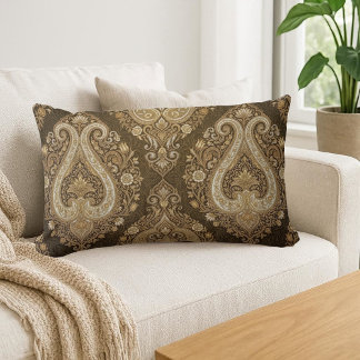 Vintage Gold Luxury Paisley Persian Classic Ornate Lendenkissen
