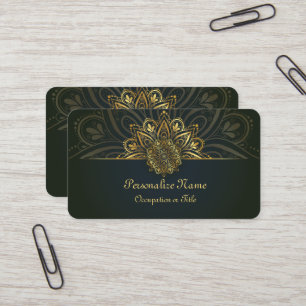 Vintage-Gold-Mandala auf Schwarz Eleganter Boho- Visitenkarte
