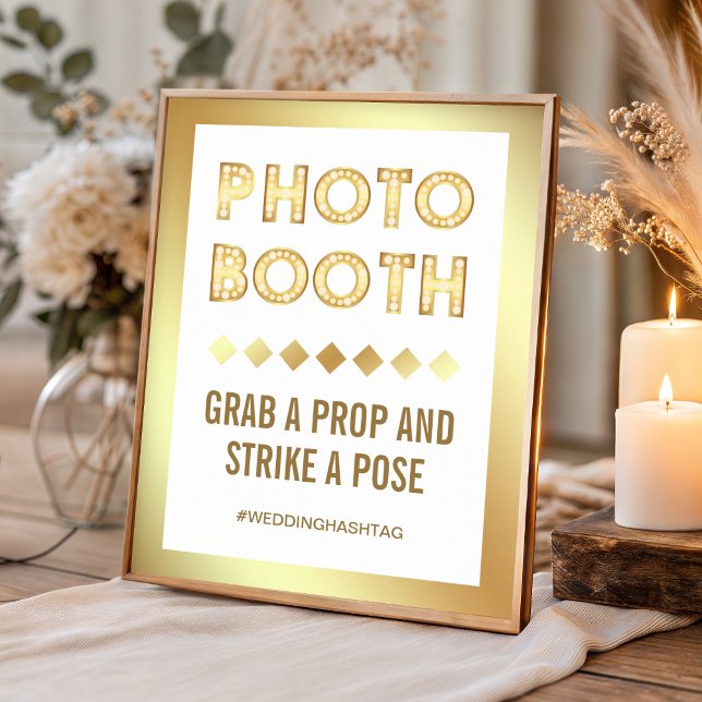 Vintage Gold Marquee Letters Wedding Photo Booth Poster (Von Creator hochgeladen)