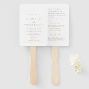 Vintage Gold Monogram Klassisches Hochzeitsprogram Fächer