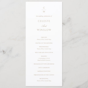 Vintage-Gold-Monogramm klassische moderne Hochzeit Programm