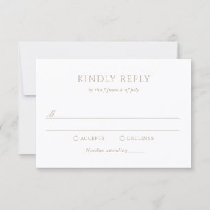 Vintage-Gold-Monogramm klassische moderne Hochzeit RSVP Karte