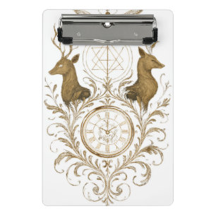 Vintage-Gold-Natur- und Zeitkunstillustration Mini Klemmbrett