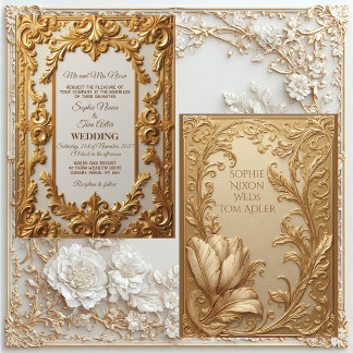 Vintage Gold Ornate French Heritage Floral Wedding Einladung
