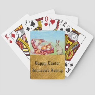 Vintage Gold Osterhase Ei und Küken Spielkarten