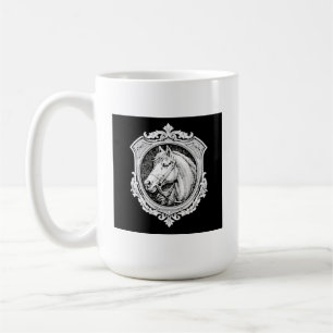 Vintage-Gold-Pferdeporträt Ornamentale Kunst Kaffeetasse