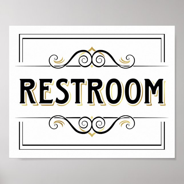 Vintage Gold-RESTROOM-Beschriftung Poster (Vorne)