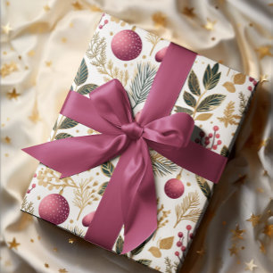 Vintage Gold & Rosa Ornamente Botanisches Muster Geschenkpapier