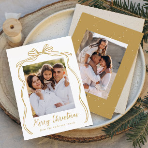 Vintage-Gold-Schleife Frohe Weihnachten 2 Fotos