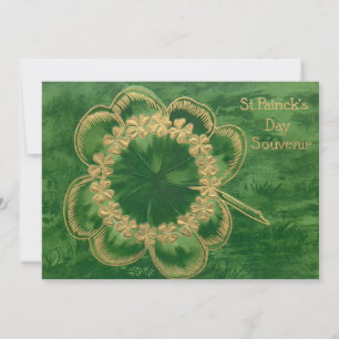 Vintage Gold St. Patrick's Day Kleeblatts Feiertagskarte