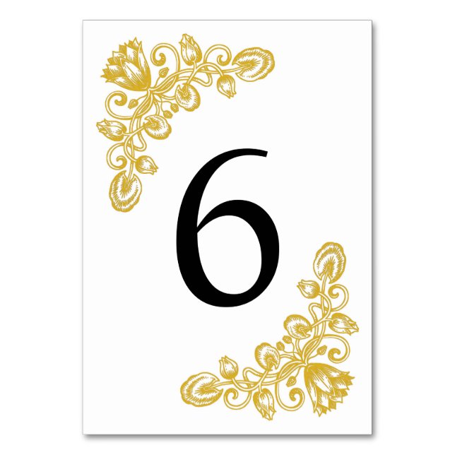 Vintage Gold-Tabelle 6 Tischnummer (Vorderseite)