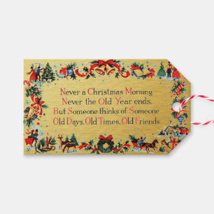 Vintage-Gold-Textur-Weihnachtsgedicht Geschenkanhänger