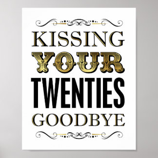 Vintage Gold TWENTIES GOODBYE signieren Print Poster
