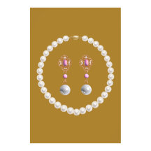 Vintage Gold- und Perlen-Schmuckdesignposter