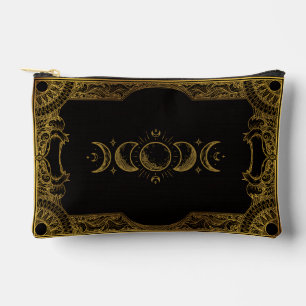 Vintage Gold Verzierte Himmlische Mondphasen Zubehörtasche
