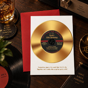 Vintage Gold Vinyl 45 Record Überraschungsgeburtst Einladung