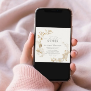 Vintage Gold Wildflower Florale Hochzeitsshower-Ei Einladung