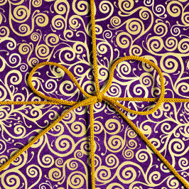 Vintage Gold Wirbel Muster Chic Lila Eggpflanze Seidenpapier