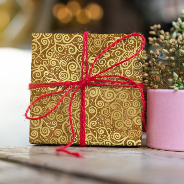 Vintage Gold Wirbel Muster Luxury Boho Klasse Geschenkpapier (Von Creator hochgeladen)