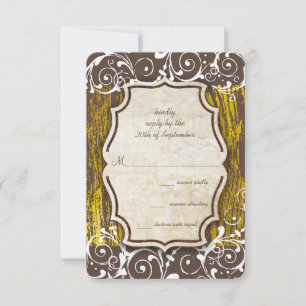 Vintage Goldbarnholz-Hochzeit RSVP Karte